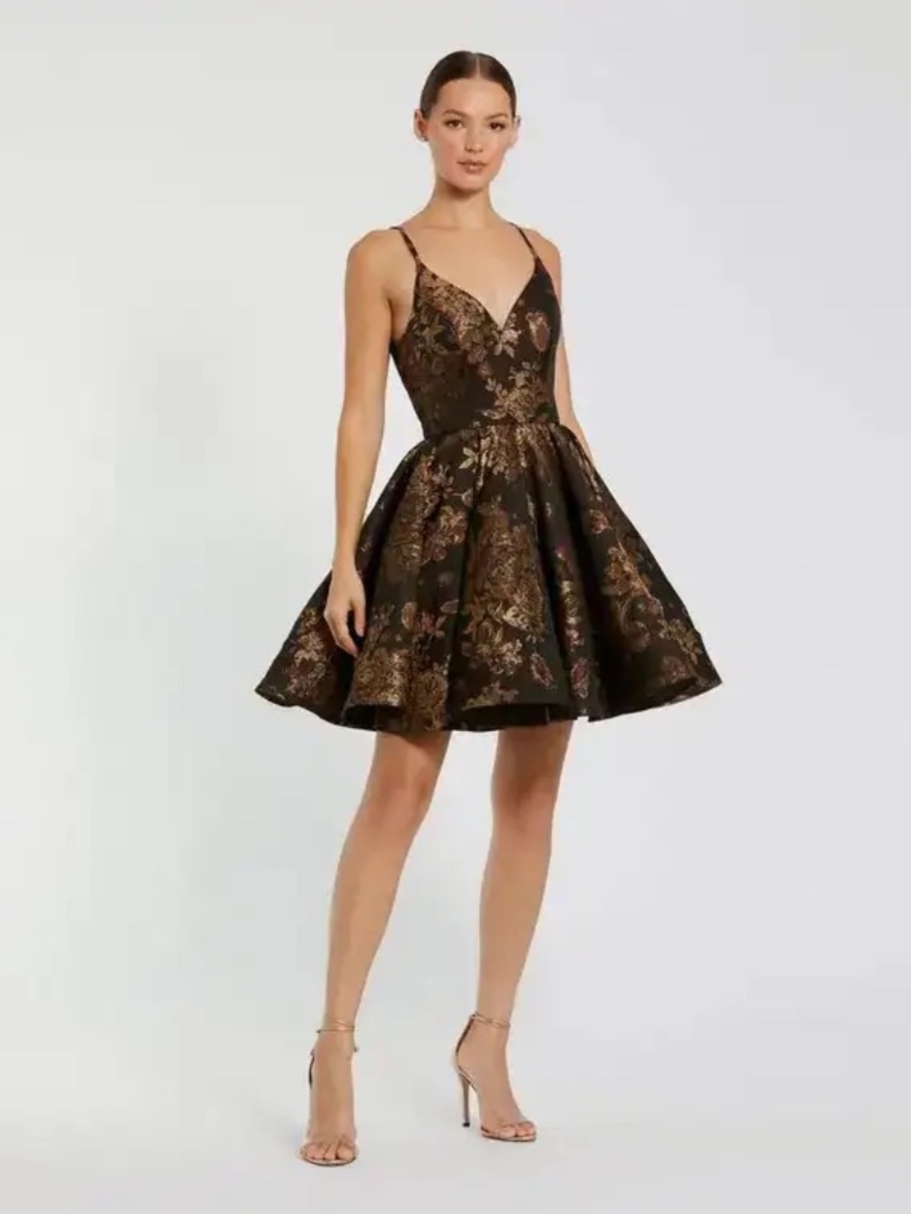 Ieena for Mac Duggal Brocade Fit & Flare Mini Dress - size 2